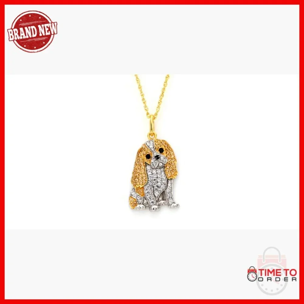 Sterling Silver Dog Breed Pendant Necklace with Cubic Zirconia Gemstones